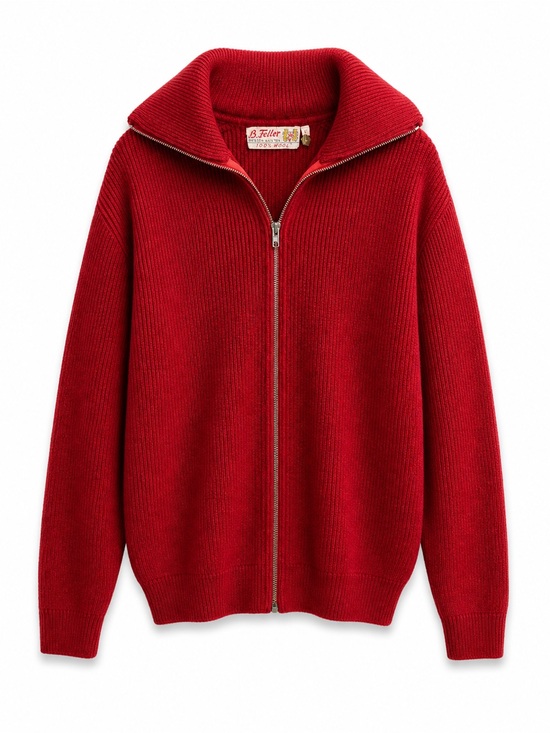 B. Teller Other - Vintage B Teller Austria 100% Pure New Wool Zip Sweater Burgundy Rib Knit XL